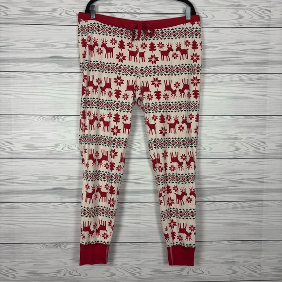 Hanna Andersson Holiday Christmas Long John Pajama Set Deer Size XXL Two Piece - Picture 8 of 13